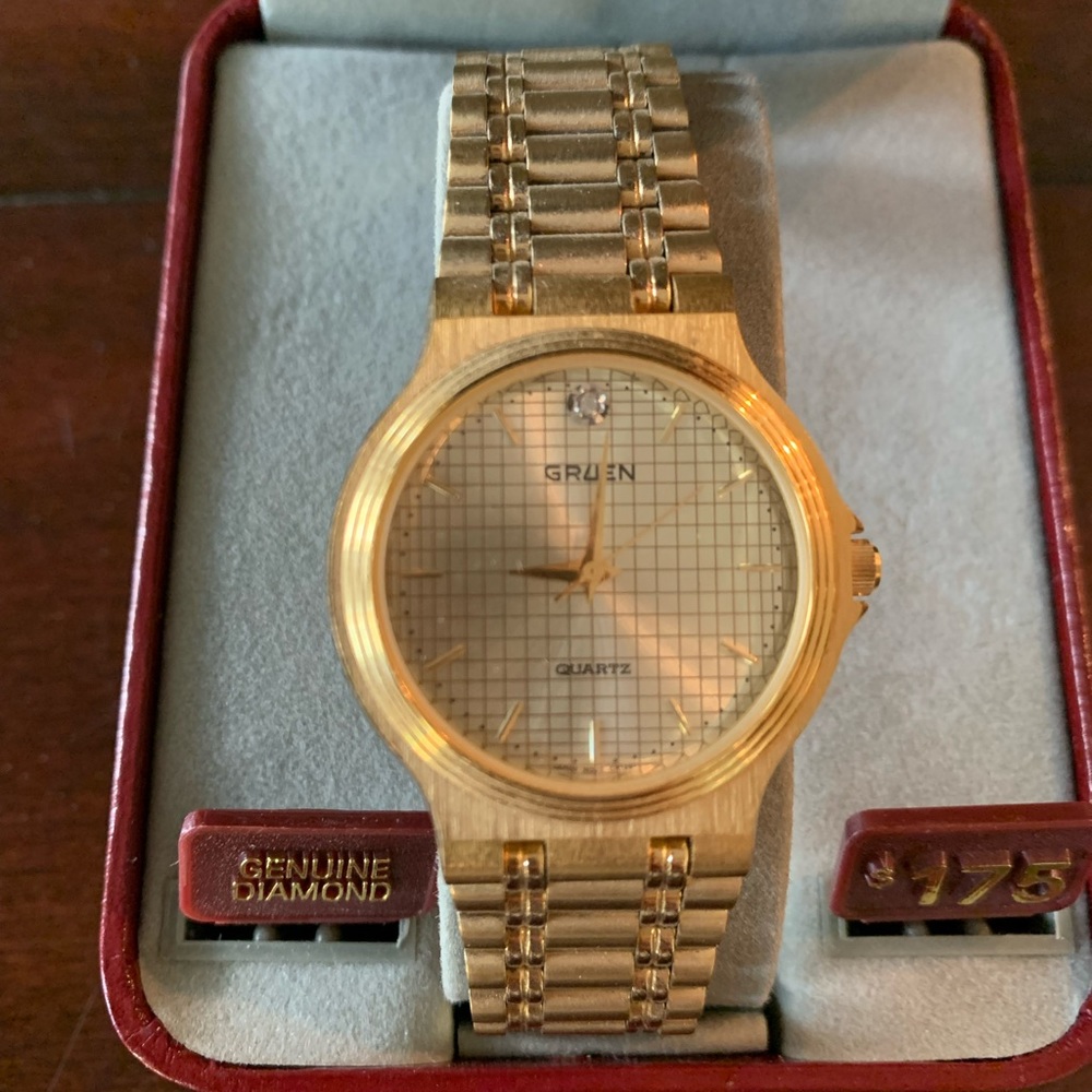 VINTAGE NWT Gruen Diamond Women’s Watch Gold